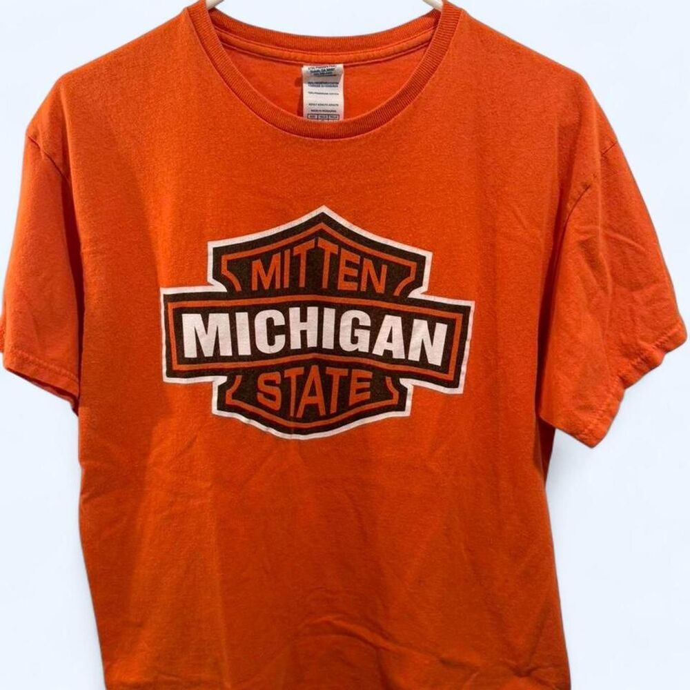 Orange Michigan mitten state delta pro weight size large t-shirt